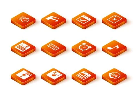 Set Floppy disk in the 5.25-inch, , , Digital alarm clock, Calendar and Alarm Illustrazione stock