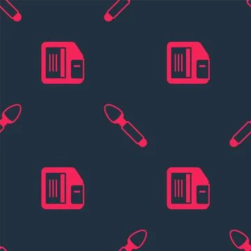 Set Floppy disk and Silver spoon on seamless pattern. Vector 스톡 일러스트