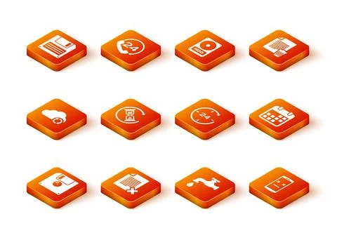 Set Floppy disk, Delete file document, Cloud sync refresh, Waiting, Water tap Stock Illustration