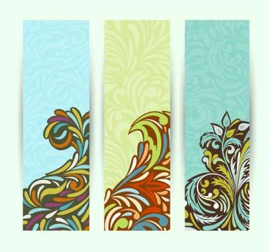 Set of floral banners Stock Illustration