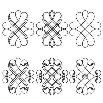Set of floral border design elements Stock Illustration