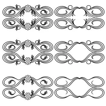 Set of floral border design elements Stockillustratie