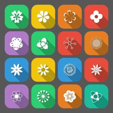 Set of Floral Buttons Stock Illustration