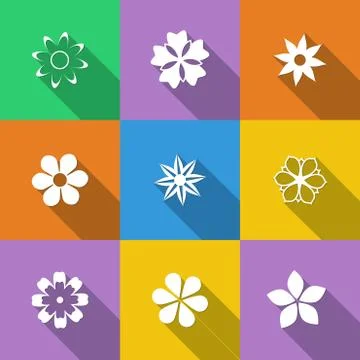 Set of Floral Buttons Stock Illustration