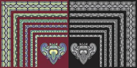 Set of floral corner pattern to decorative frame design Stockillustratie