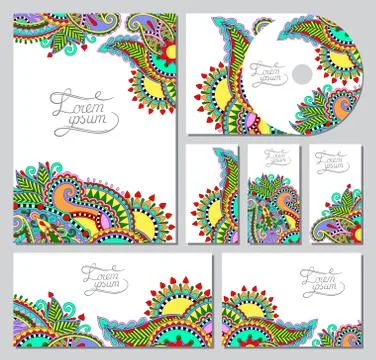 Set of floral decorative background, CD design, brochure, busine Stock Illustration