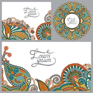Set of floral decorative background, template frame design for c Stock Illustration