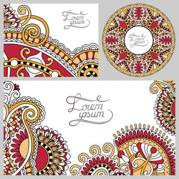 Set of floral decorative background, template frame design for c Stock Illustration