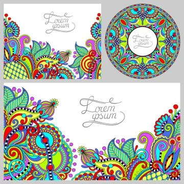 Set of floral decorative background, template frame design for c Stock Illustration