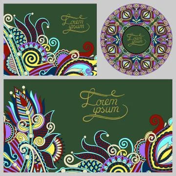 Set of floral decorative background, template frame design for c Stock Illustration