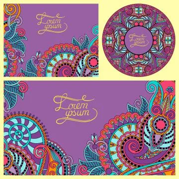 Set of floral decorative background, template frame design for c Stock Illustration