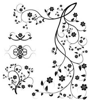 Set of floral decorative elements Illustrazione stock