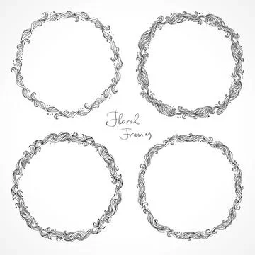 Set of floral decorative frames Stock Illustration