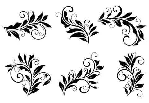 Set of floral design elements Illustrazione stock
