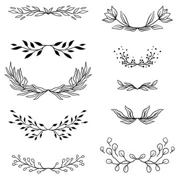 Set of floral divider elements. Wedding and marriage decorations with pretty  Stock-Illustration