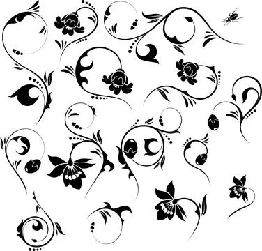 Set Floral element Stock Illustration