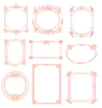 Set of floral elements and frames Stock Illustration
