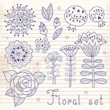Set of floral elements isolated for your design. Stock Illustration