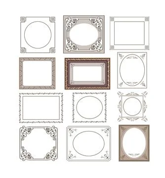 Set of floral frames border Stock Illustration