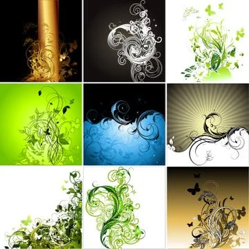 Set of floral frames Stock Illustration