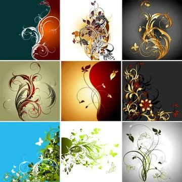 Set of floral frames Stock Illustration
