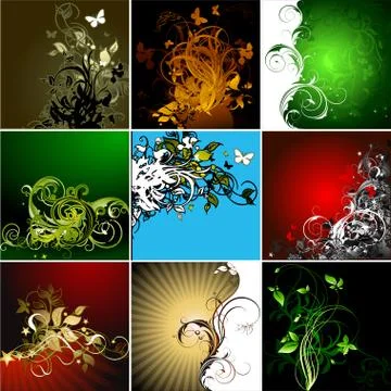 Set of floral frames Stock Illustration