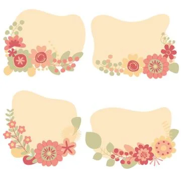 Set of floral frames with place for text. Illustrazione stock