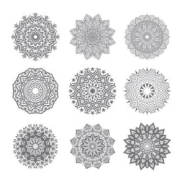 Set of the floral ornament vector design Mandala Vector Element flower Stock Illustration