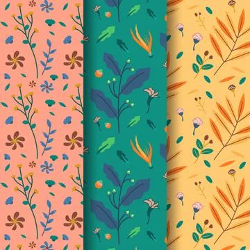 Set of floral pattern collection with hand drawn style Vector Stock Illustration