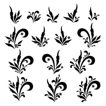 Set Floral Patterns, Contours Stock Illustration