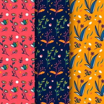 Set of floral patterns in hand drawn style Vector Stock Illustration