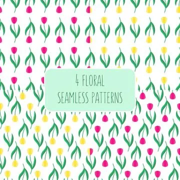 Set of floral patterns Stock Illustration