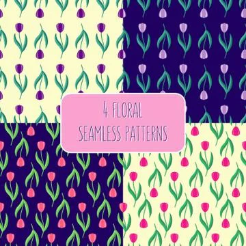 Set of floral patterns Stock Illustration