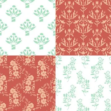 Set floral patterns Stock Illustration