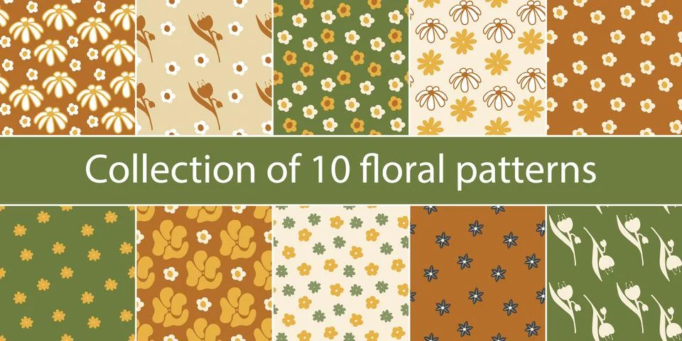 Set of floral patterns for the spring-summer season Stock Illustration