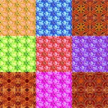 Set of floral seamless pattern generated textures Stock Illustration