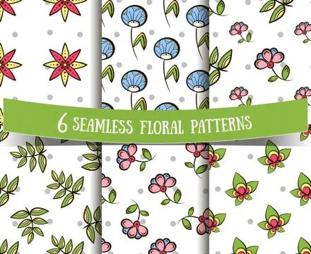 Set Of Floral Seamless Patterns Stock Illustration