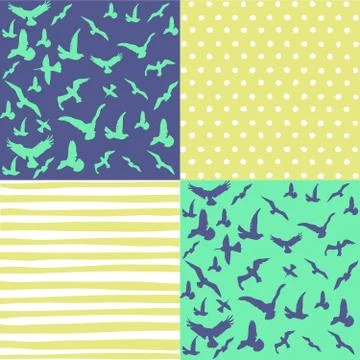 Set of floral seamless patterns Stock Illustration