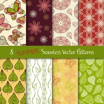Set of floral seamless patterns Stock Illustration
