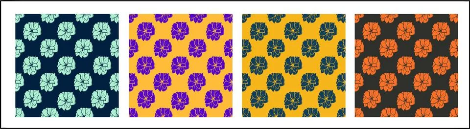 Set of Floral Seamless patterns Stock Illustration