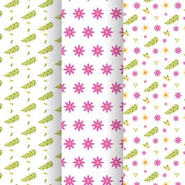 Set of floral seamless patterns. Vector illustration Illustrazione stock