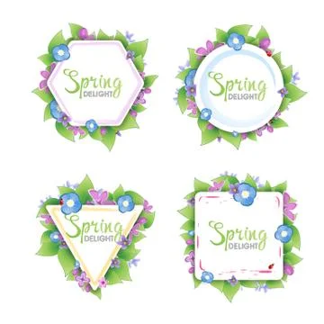Set of floral spring banners Stock Illustration