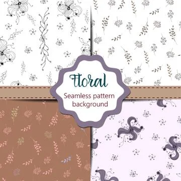 Set of Floral vintage seamless pattern collection. Seamless pattern background イラスト素材