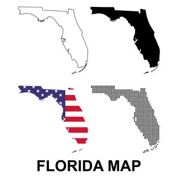 Set of Florida map, united states of america. Flat concept icon vector illust Illustrazione stock