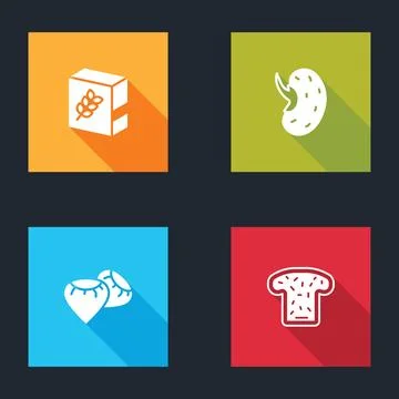Set Flour pack, Seed,  and Bread toast icon. Vector Stock Illustration