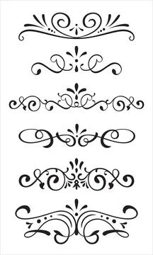 Set of flourish borders in black Stock Illustration