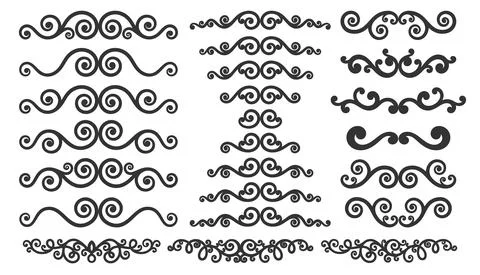 Set of flourish borders on white background. Stock Illustration
