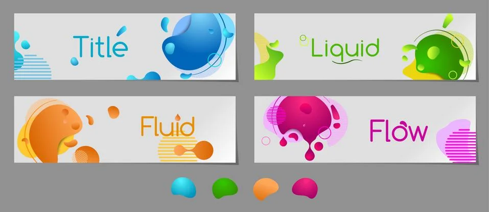 Set of flow web banners, vector illustration Stock Illustration