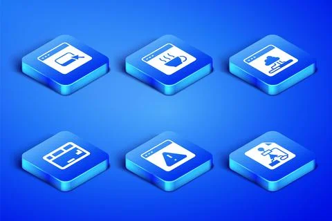 Set Flowchart, Browser files, with exclamation mark, Keyboard, Software and Stock Illustration