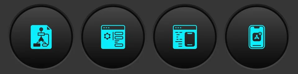 Set Flowchart, Browser setting, Software and Mobile Apps icon. Vector イラスト素材